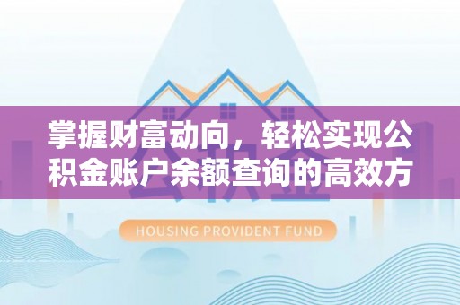 黑山掌握财富动向，轻松实现公积金账户余额查询的高效方式